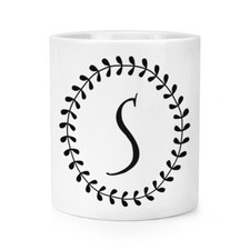 Letter S Floral Wreath Alphabet Makeup Brush Pencil Pot - Flowers