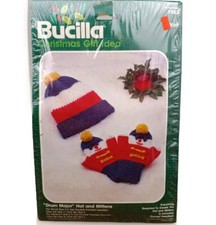 Vintage Bucilla Knit Kit #7963 Drum Major Hat and Mittens New Christmas Theme