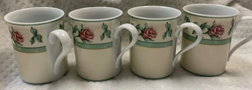 Wedgewood English Cottage Collection Rose Fine Porcelain Mugs (4)