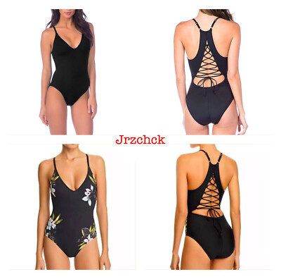 NWT La Blanca Lace Up T Back One Piece Swimsuit Bathing Suit Swimwear  Various