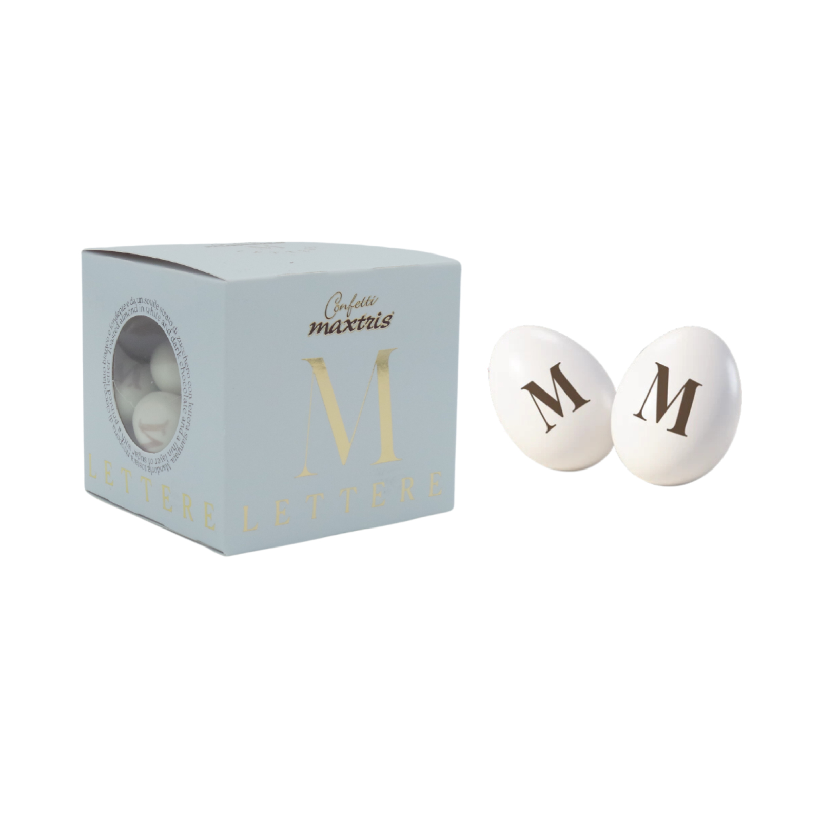 Confetti Maxtris Lettera M Ciocomandorla Colore Bianco 200 g Cioccolato Mandorla