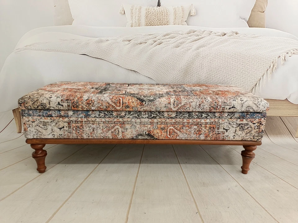 Handmade furniture, Hidden storage, Ottoman bench, Bohemian bench, Footstool - Image 2 of 4