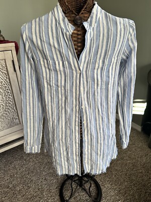 Cloth & Stone By Anthropology XS  Linen And Rayon Striped Button Shirt Tunic NWT