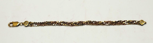 Vintage Milor italienisches 925 Sterlingsilber vergoldet flach Perlen geflochtenes Armband - Bild 8 von 8
