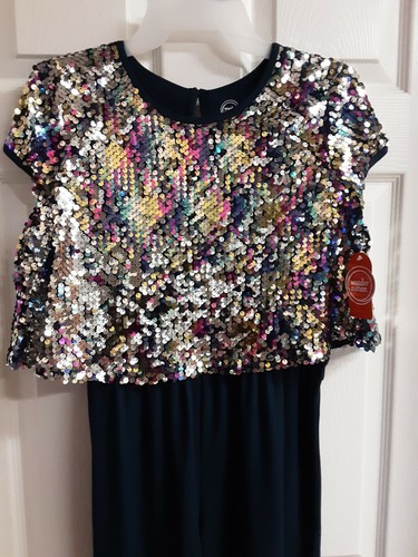 Wonder Nation Girls S/S Blue Sequins One-Piece Jumpsuit Size XXL (18) BNWT! - Picture 2 of 5