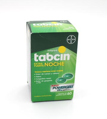 Tabcin Extra Strength Nighttime / Cold and Flu Medicine 60 Capsules