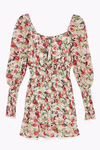 Size 10 Pretty Rose Shirred Mini Dress 