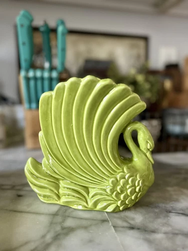 Vintage Royal Haeger Chartreuse Green Swan Planter R713