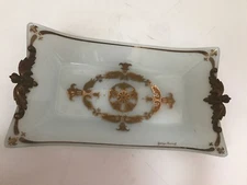VTG Signed Georges Briard Tray  Retro Glass with Gold Paint  Elegant Mid-Century