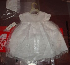 New Baby Girls Christening Baptism Wedding Formal Dress w/Bonnet Size 6m Bautizo