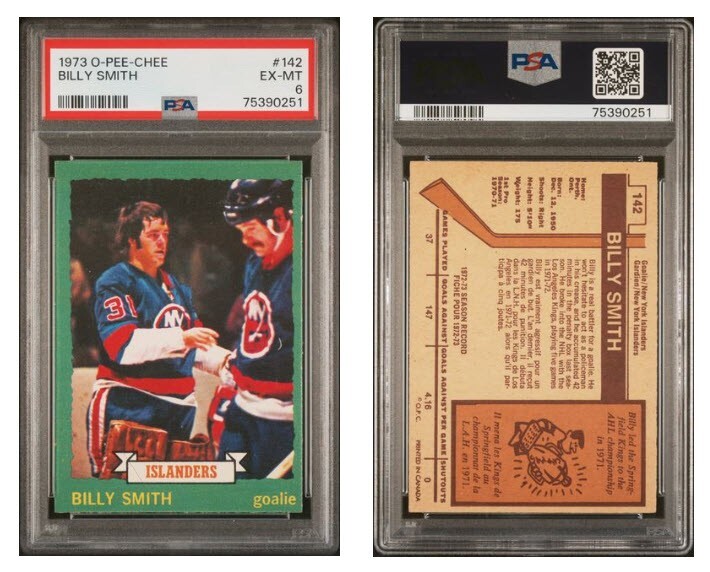1973 74 OPC O Pee Chee Billy Smith #142 Rc Rookie PSA 6 EX MT