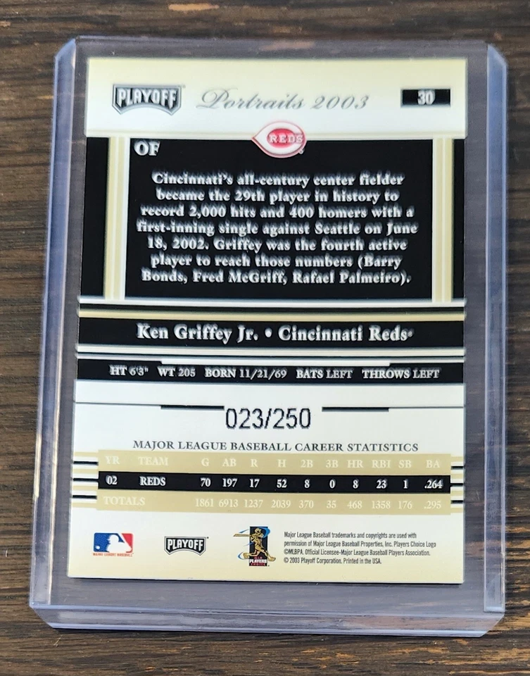 Retratos de playoffs 2003 Ken Griffey Jr. Beige Paralelo #/250 Cincinnati Reds Foto 2 de 2