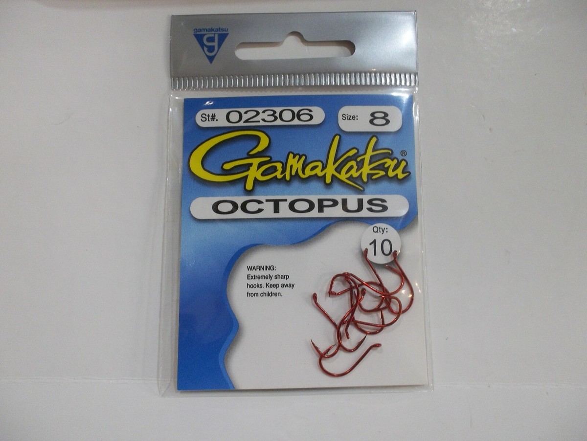 Gamakatsu Ultra Violet Octopus Hooks 7-Pack Size 8 - Super Sharp Fishing Hooks, Fluorescent UV Finish