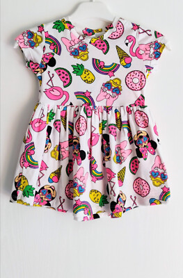 Disney Minnie Mouse Mädchen Kleid 9-12 Monate Weiß Jersey Skaterkleid Sommer.