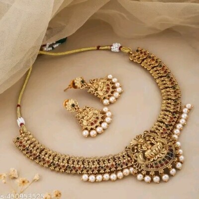 South Indian Necklace Set Gold Plated Fashion Wedding Jewelry