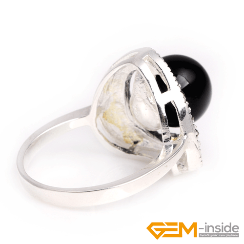 Natural Gemstone Charms Rings Jewelry Tibetan Silver Marcasite Women Gift 6#-8# - Picture 21 of 43