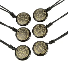 Natural Obsidian 7 Archangels Necklace Pendant Amulet Crystal Stone Talisman