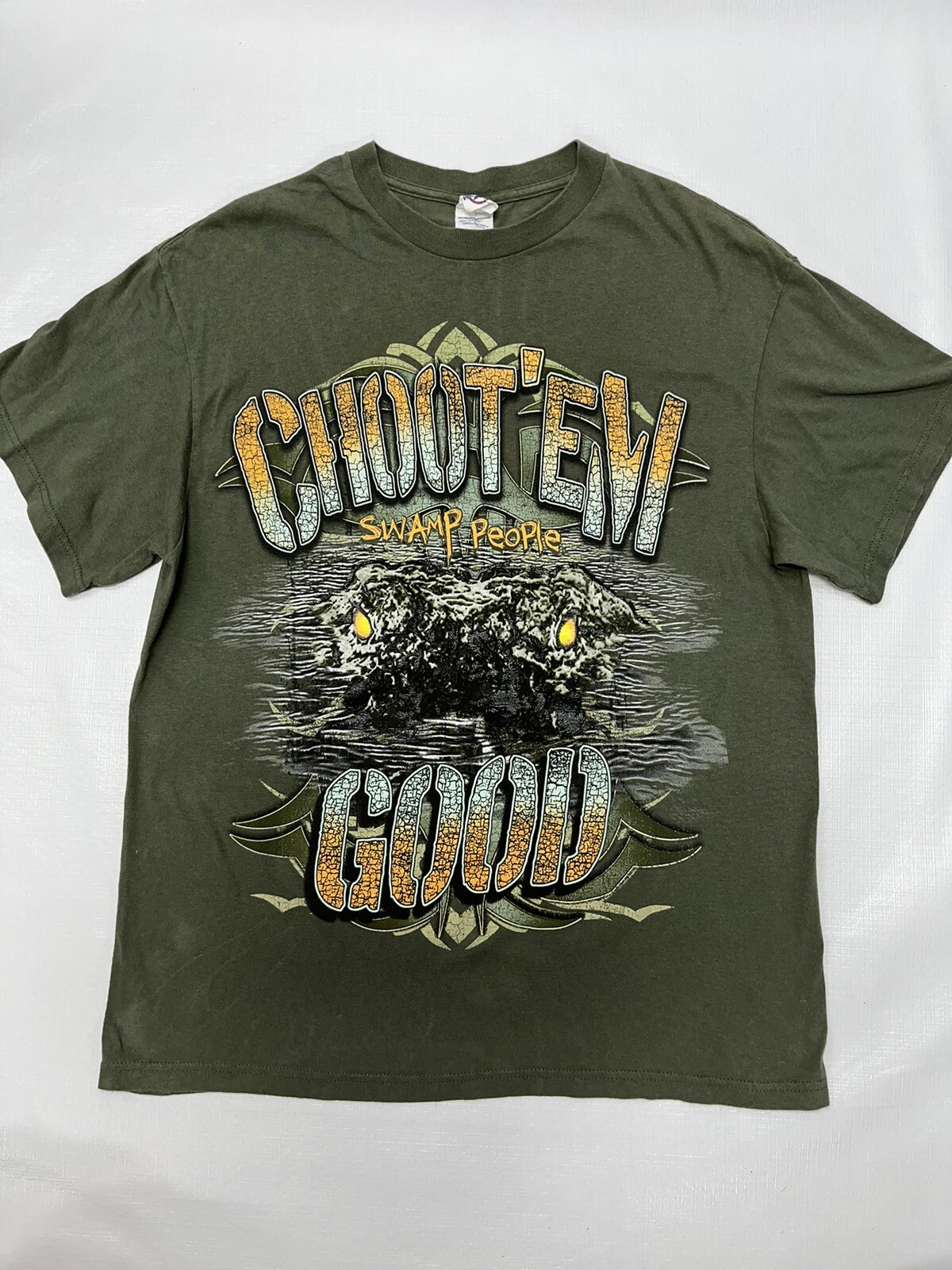 SWAMP PEOPLE Choot’em Good T-shirt Olive Green Large Cotton | eBay