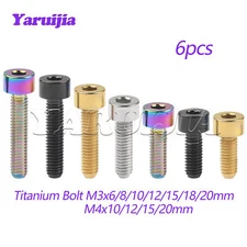 6pcs Titanium Bolt M3 M4 Socket Cap Hex Screw for Bike Parts Bicycle Accessories