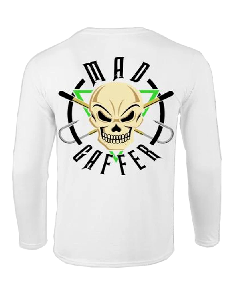 MadGaffer Skull with Green Triangle Long Sleeve Fishing Shirt