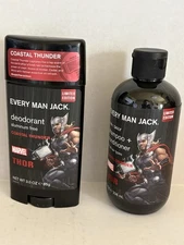 Every Man Jack Marvel Thor Body Coastal Thunder Deodorant Shampoo /Conditioner