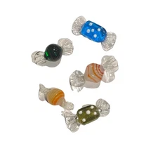 5 Unique Pieces of  Vintage Murano Style Art Blown Glass Candy Twisted Wrapper