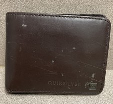 Quiksilver Surf Logo TriFold Wallet Brown W Zipper Coin Pouch  ID Slot Men  s