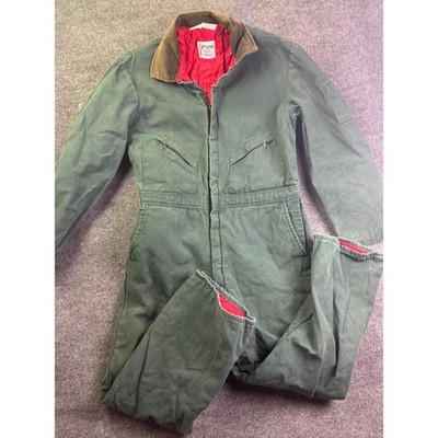 Walls Zero-Zone Coveralls Mens Large Green Insulated Quilted Workwear Overalls