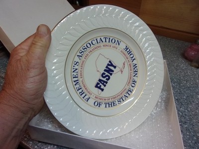 K36 vintage NOS syracuse chine plate FASNY fireman's assosiation NYS