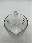 Pyrex Clear Blue Print Glass Microwavable Round Shape Measuring Cup With Handle