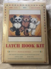 Latch Hook Rug Kit 52cm x 38 Cm Three Teddy Bears In Plastic Handled Clear Case