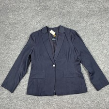 Brooks Brothers Womens Size 14 Navy Blue Classic Fit Single Button Blazer Jacket