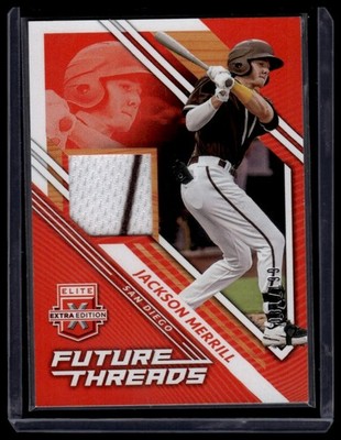 2021 Panini Elite Extra Edition Jackson Merrill Future Threads Orange #/199