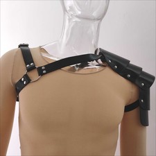 Male PU Leather Adjustable Body Chest Harness Costume Shoulder Armors Cosplay SM