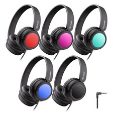 Kids Headphones Bulk 5 Pack for Students K-12 Teachers, Durable PP Material...