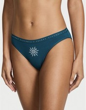 NEW VICTORIAS SECRET Stretch Cotton Bikini Teal Snowflake Panty L