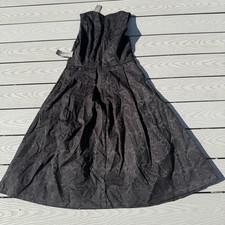 NY&CO Little Black Party Dress Sleeveless Velveteen Damask Fully Lined Size 10