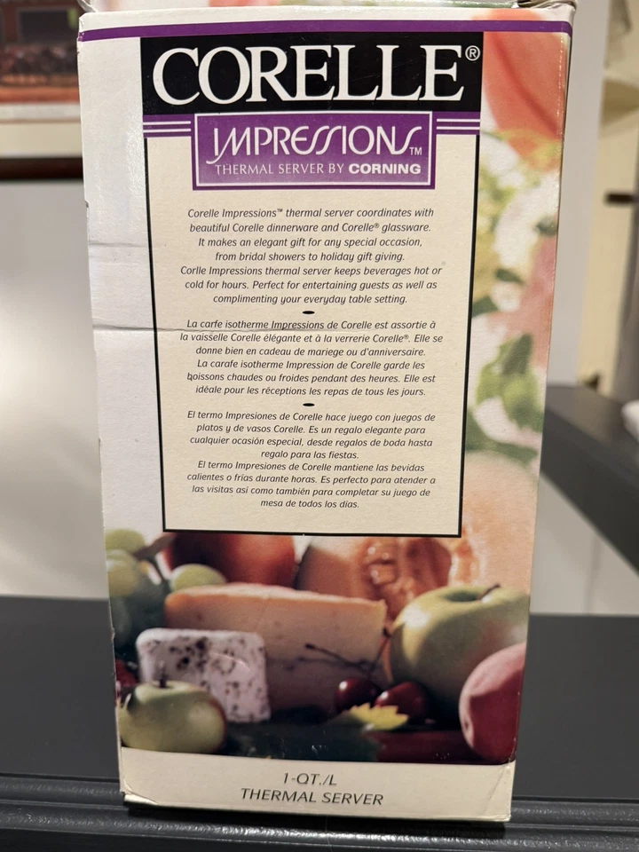 1995 Corning Corelle Impressions padrão girassol sensações garrafa térmica nova - Imagem 4 de 4