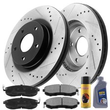 Front Drilled&Slotted Brake Rotors &Brake Pads For Honda Pilot 2003-2008 B06 CA