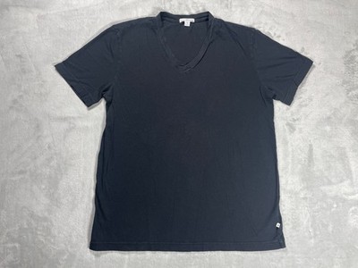 James Perse T-Shirt Men Small Black V-Neck Short Sleeve Minimal Basics Tee