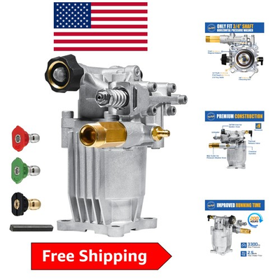 #ad 3300 PSI Engine Powered Horizontal Pressure Washer Pump Easy Install amp; Durable $132.99