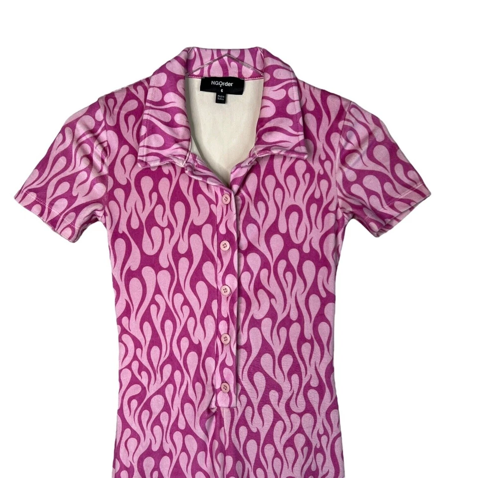 Nuevo Mono Niña Pedido UO Terciopelo Llama AOP Y2K Retro Rosa Mujer Reino Unido 6, EE. UU. 2 Foto 4 de 4