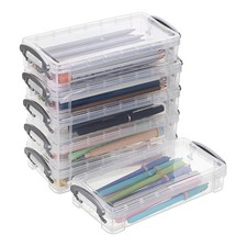 6 PCS Clear Large Capacity Pencil Box Office Supplies Organizer