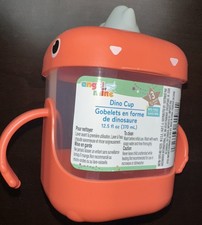 Angel Mine Dino Cup Sippy Cup Twarda pokrywa Uchwyty Odporne na rozlanie 12,5 uncji pomarańczowe