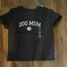 Modern Lux Women's Dog Mom Short Sleeve Graphic T-Shirt - Charcoal Gray Size L