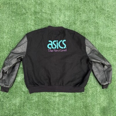 入手困難 80's 90's●ASICS y2k エナメルバッグ ヴィンテージ Vtg Asics 90s Varsity Bomber Letterman Embroidered Jacket Mens 3X