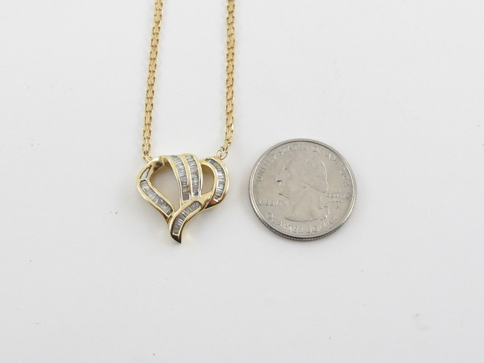 14K Yellow Gold Diamond Heart Necklace 1.00 carat - image 5