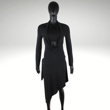 CRISTINA GAVIOLI Black Evening Italian Designer Slim Stretch Dress 10 D 38