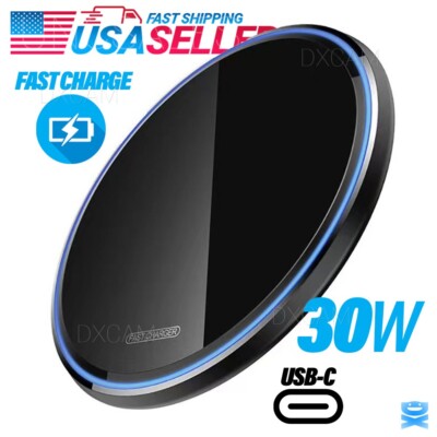 Wireless Phone Charger 30W Pad Dock Fast Charge For iPhone Samsung Universal