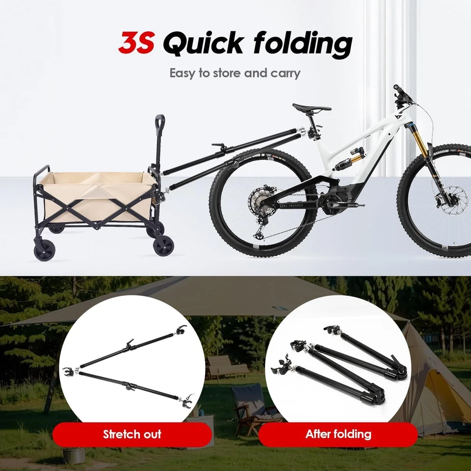 Bike Trailer Hitch Connector, Universal Portable Folding Bicycle Trailer - Image 2 of 4